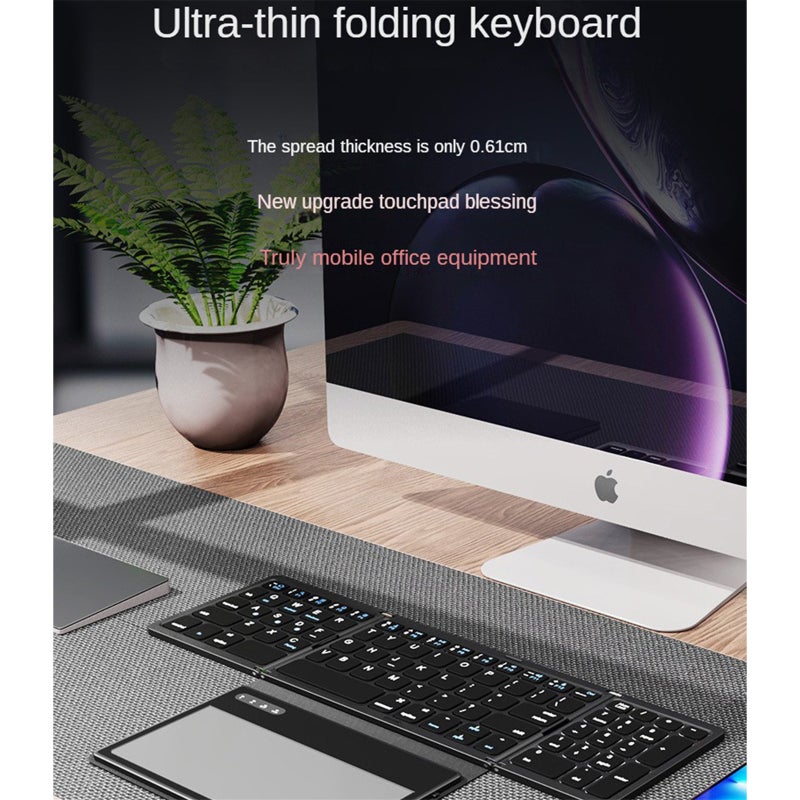 SK-B055 Wireless Keyboard Folding Touch Keyboard Full Function Folding Bluetooth Keyboard For iPad Mobile Phone Tablet PC Business/Office Leather Keyboard - Image 5