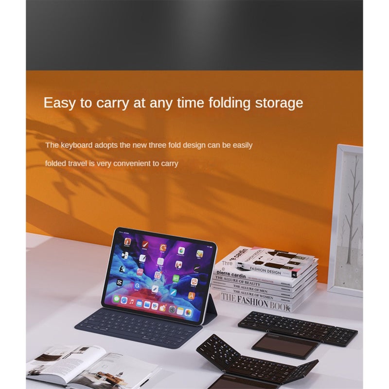 SK-B055 Wireless Keyboard Folding Touch Keyboard Full Function Folding Bluetooth Keyboard For iPad Mobile Phone Tablet PC Business/Office Leather Keyboard - Image 4