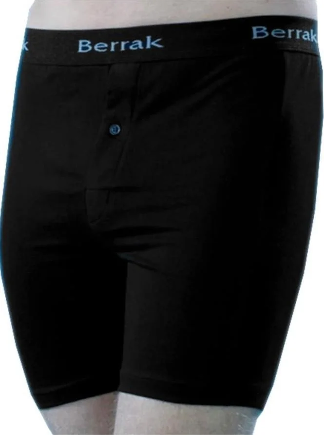 Berrak Underwear Men's Buttoned Lycra Long Leg Boxers 5 Pack