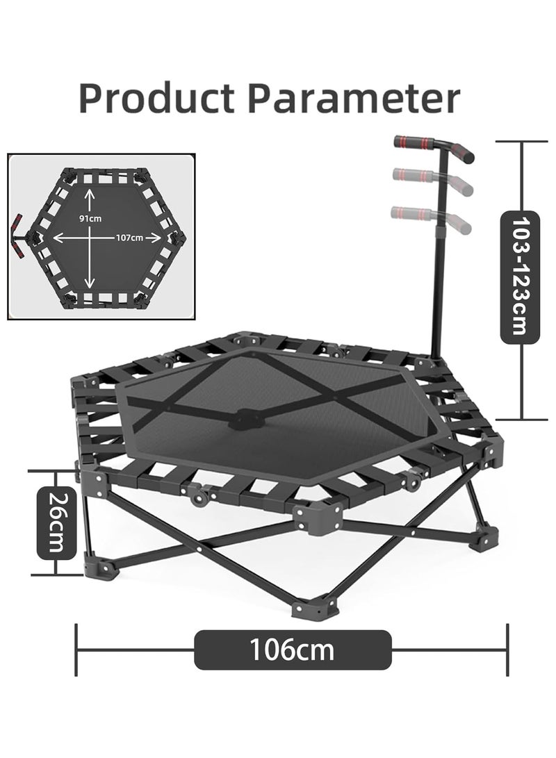 founder Foldable Rebounder Trampoline, Silent Mini Fitness Trampoline for home workout with Adjustable Handle Bar, Quiet Exercise Trampoline for Personal Indoor Workout  - Image 4