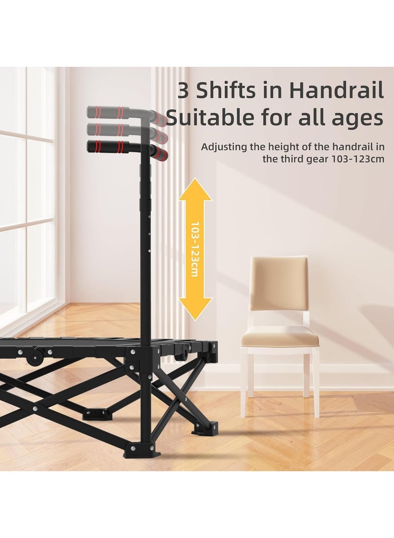 founder Foldable Rebounder Trampoline, Silent Mini Fitness Trampoline for home workout with Adjustable Handle Bar, Quiet Exercise Trampoline for Personal Indoor Workout  - Image 3