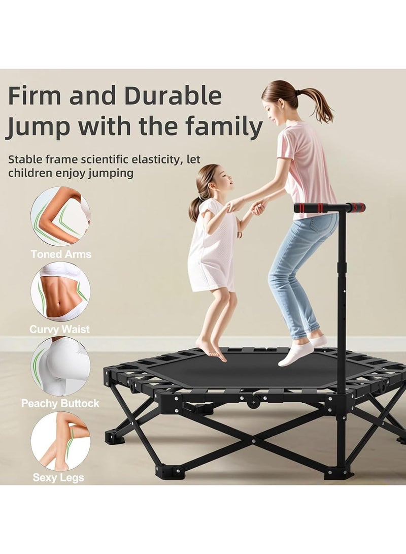 founder Foldable Rebounder Trampoline, Silent Mini Fitness Trampoline for home workout with Adjustable Handle Bar, Quiet Exercise Trampoline for Personal Indoor Workout  - Image 2