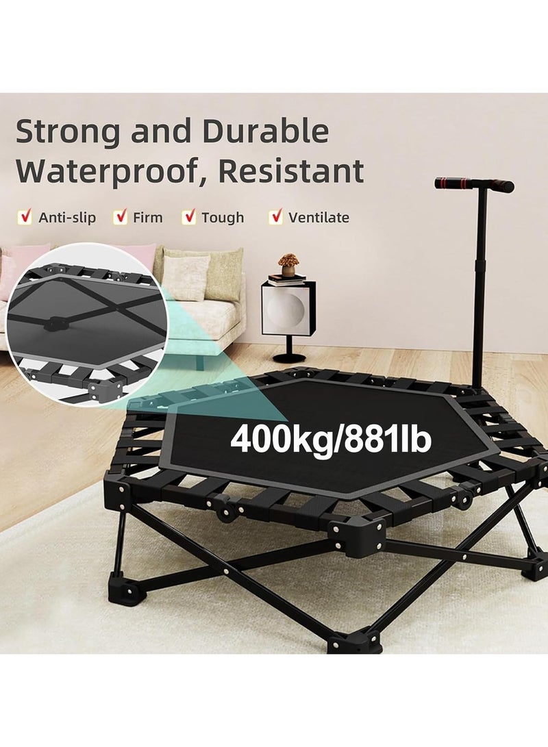 founder Foldable Rebounder Trampoline, Silent Mini Fitness Trampoline for home workout with Adjustable Handle Bar, Quiet Exercise Trampoline for Personal Indoor Workout  - Image 5