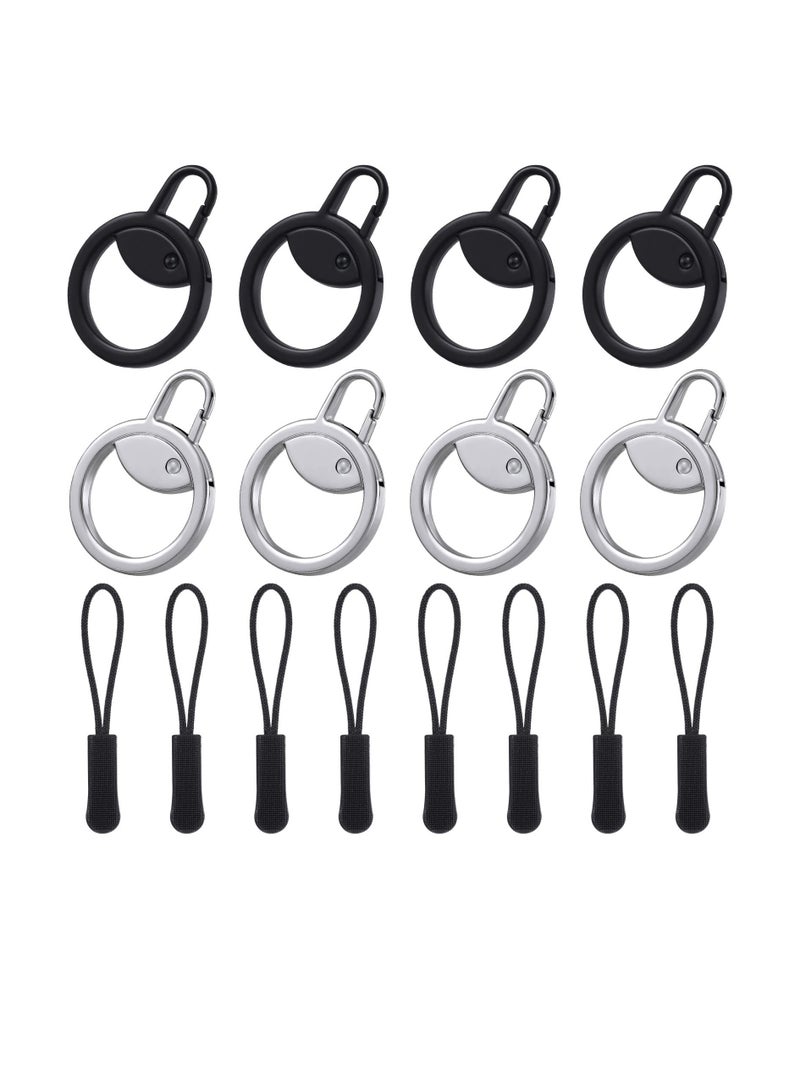 Excefore Ring Zipper Pull Replacement, Zipper Pulls Extensions, Luggage Zipper Tab Replacement, 16 Pcs Detachable Zipper Pulls Repair Kit Zipper Tab Tags Cord Extension Fixer for Jackets Backpack  - Image 1