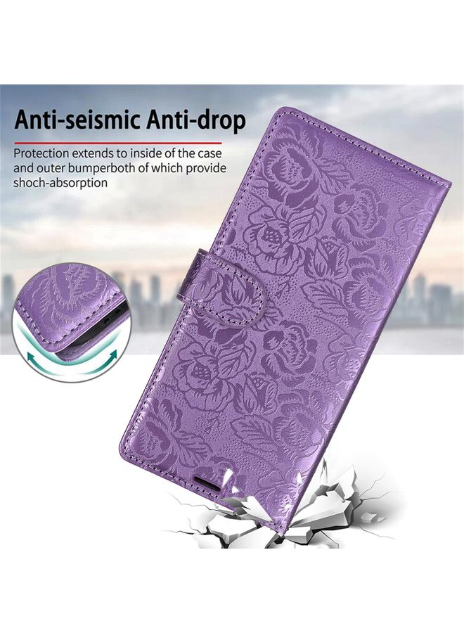 S-TOP Case For iPhone 15 Pro Max Peony Flowers Imprint Leather Phone Case - Image 4