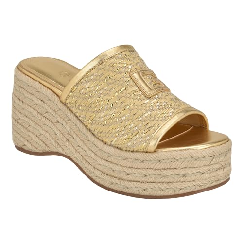 Guess Women's Zakki Wedge Sandal, Gold, 710, 7.5 - Image 1