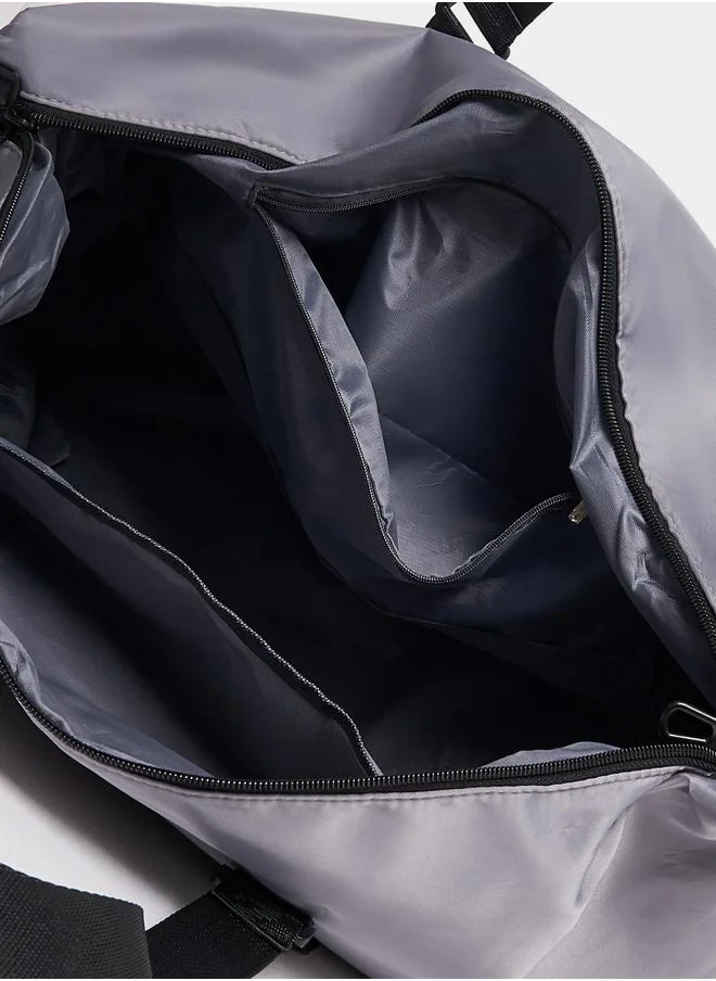 Styli Contrast Panel Zip Closure Gym Bag