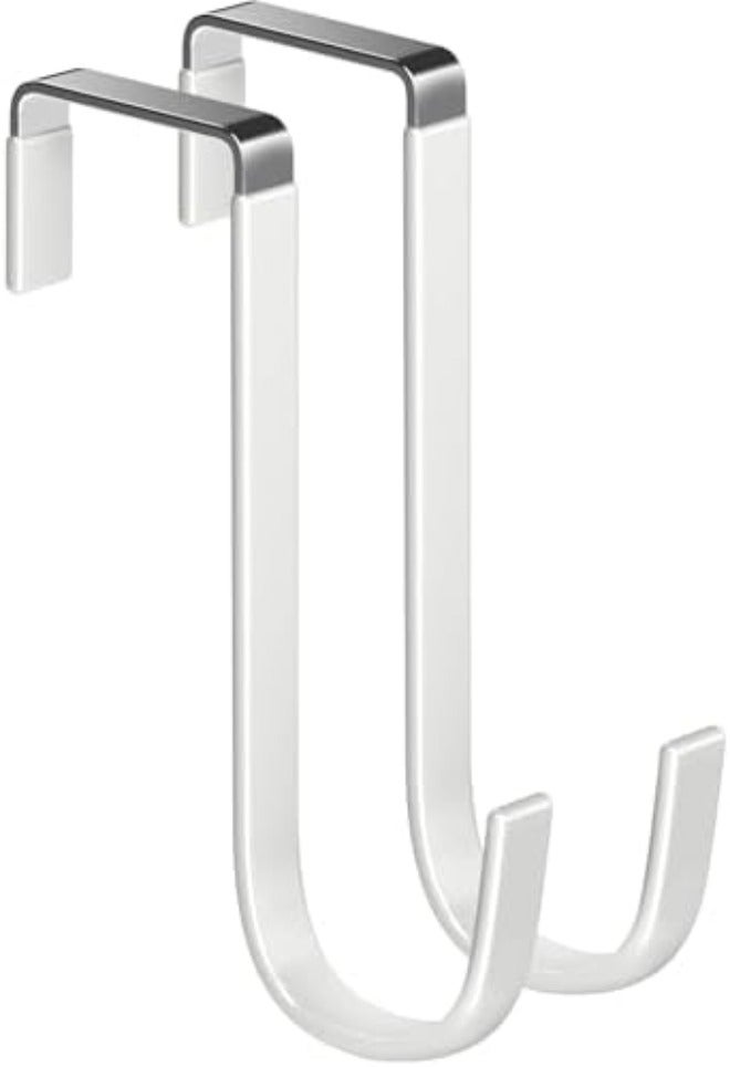 Over Door Hooks White Rubber Coat Steel 4 Pcs Fit 0.5 to 1-3/8 Door 5.5 | Hang Towels, Robes, Coats, Bags, Hats, Scratch-Free, Sturdy, Door Opens and Closes Normally for Bathroom Bedroom Closet  Dorm