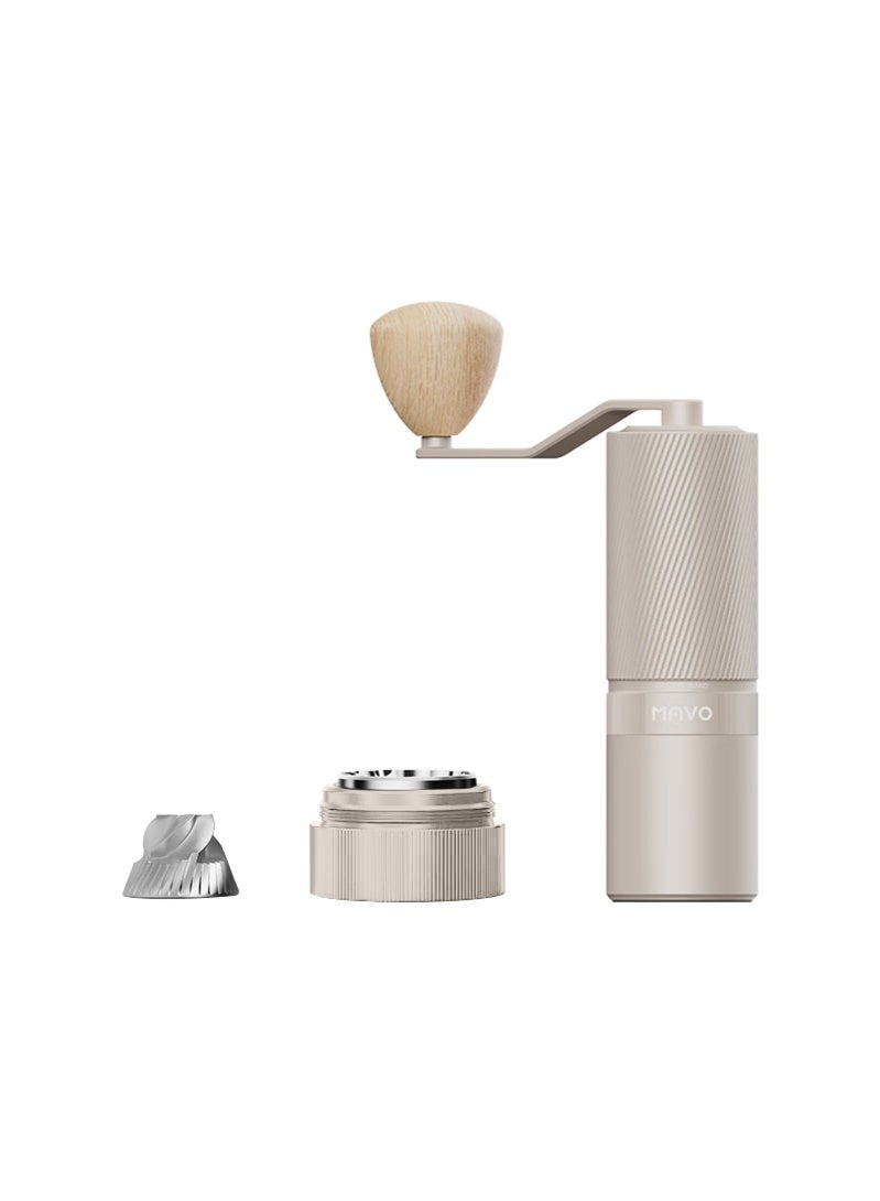 MAVOCOFFEE MAVO Shadow Wand Manual Coffee Grinder – CNC 420 Stainless Steel Pentagon Burr, Detachable Inner & Outer Burrs, Full Aluminum Alloy Body, Wooden Handle, Adjustable Grind Settings for Espresso & Pour Over (Silver) - Image 1
