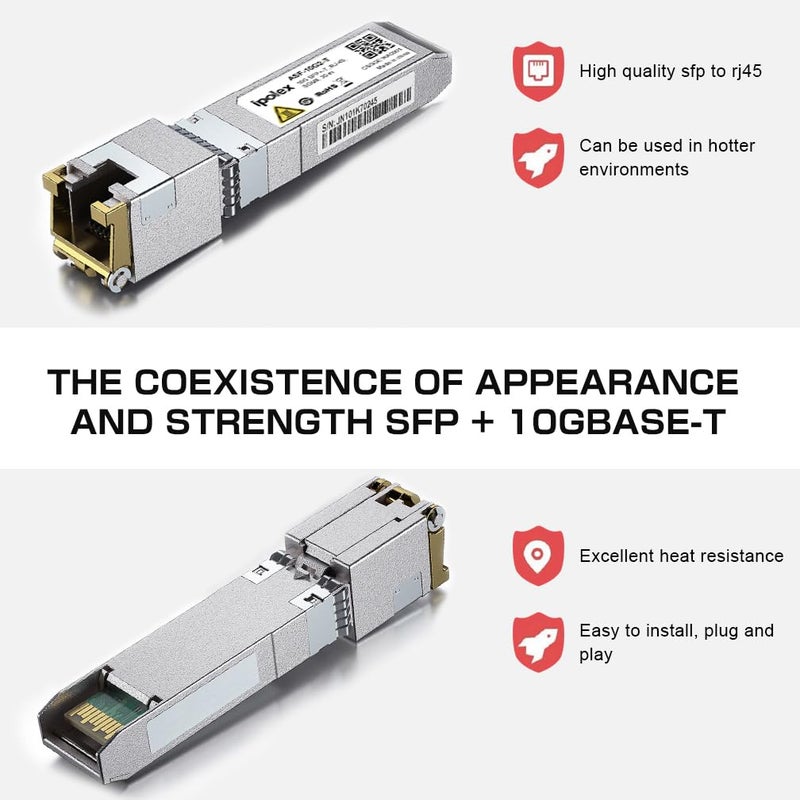 ipolex SFP+ to RJ45 10Gb Module, Support 1G/2.5G/5G/10GBase-T RJ45 SFP+ Module, Compatible for Cisco SFP-10G-T, Ubiquiti UACC-CM-RJ45-MG, Mikrotik, Netgear, TP-Link, D-Link and More, up to 30 Meters - Image 4