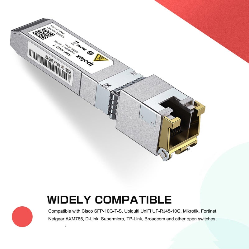 ipolex SFP+ to RJ45 10Gb Module, Support 1G/2.5G/5G/10GBase-T RJ45 SFP+ Module, Compatible for Cisco SFP-10G-T, Ubiquiti UACC-CM-RJ45-MG, Mikrotik, Netgear, TP-Link, D-Link and More, up to 30 Meters - Image 2
