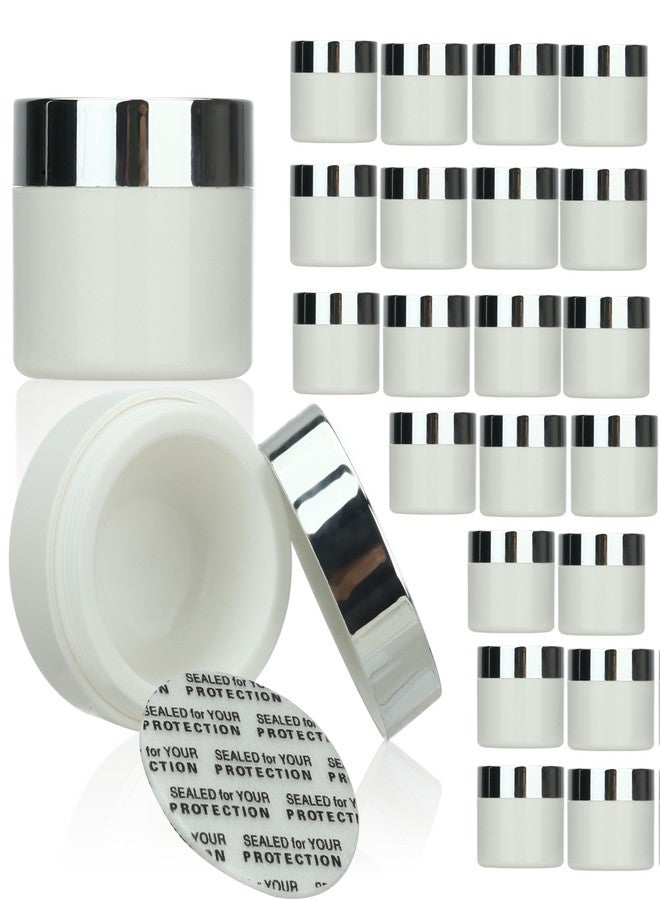 COSIDEA 24pcs 5g Empty Round plastic lip balm jars white pot for refill cream with silver cap and self-seal pad - Image 1