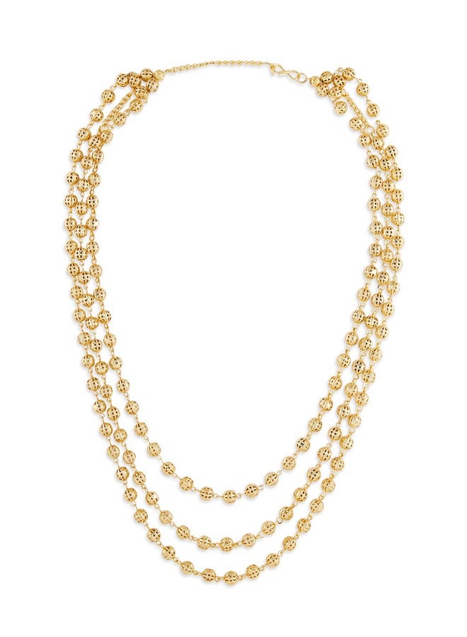 Zaveri Pearls قلادة زافيري بيرلز الذهبية اللون المرصعة بالخرز اللامع متعددة الطبقات للنساء - ZPFK19091 - Image 1