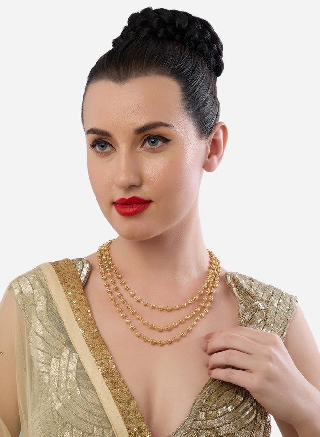 Zaveri Pearls قلادة زافيري بيرلز الذهبية اللون المرصعة بالخرز اللامع متعددة الطبقات للنساء - ZPFK19091 - Image 5