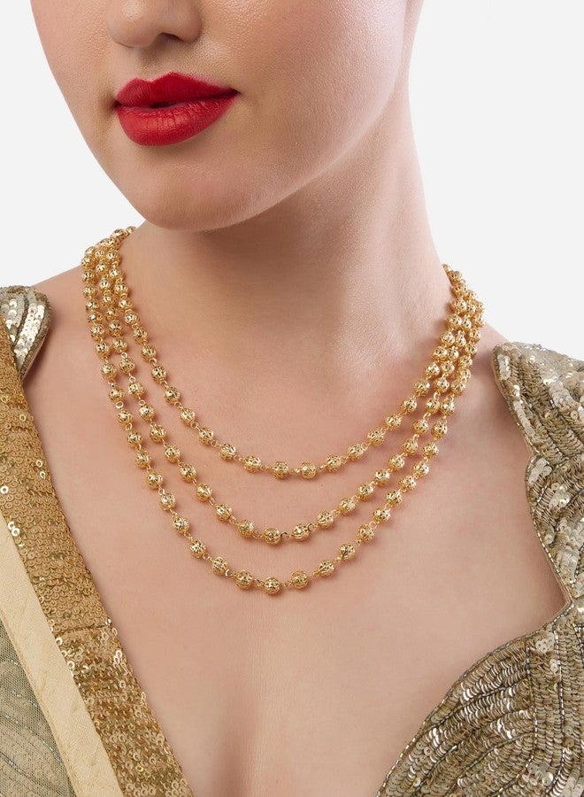 Zaveri Pearls قلادة زافيري بيرلز الذهبية اللون المرصعة بالخرز اللامع متعددة الطبقات للنساء - ZPFK19091 - Image 2