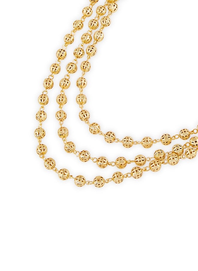 Zaveri Pearls قلادة زافيري بيرلز الذهبية اللون المرصعة بالخرز اللامع متعددة الطبقات للنساء - ZPFK19091 - Image 4