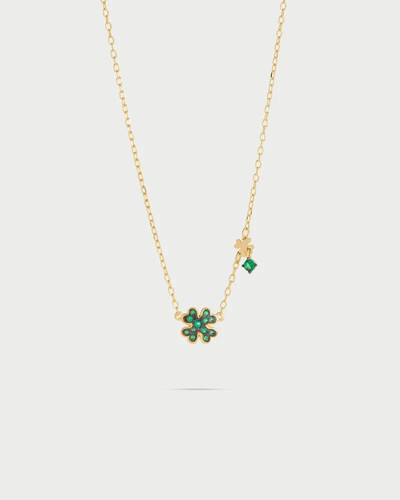 Rue Des Mill Necklace with chain and colored pav√® - STARDUST TEN - Green