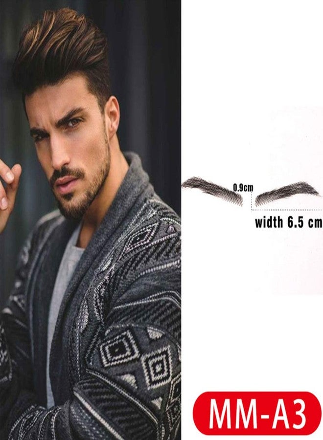 CliCling 100% Human Hair False Brows for Men and Women Re-Usable Lace Base Fake Eyebrows Black Color (MM-A3) - Image 1