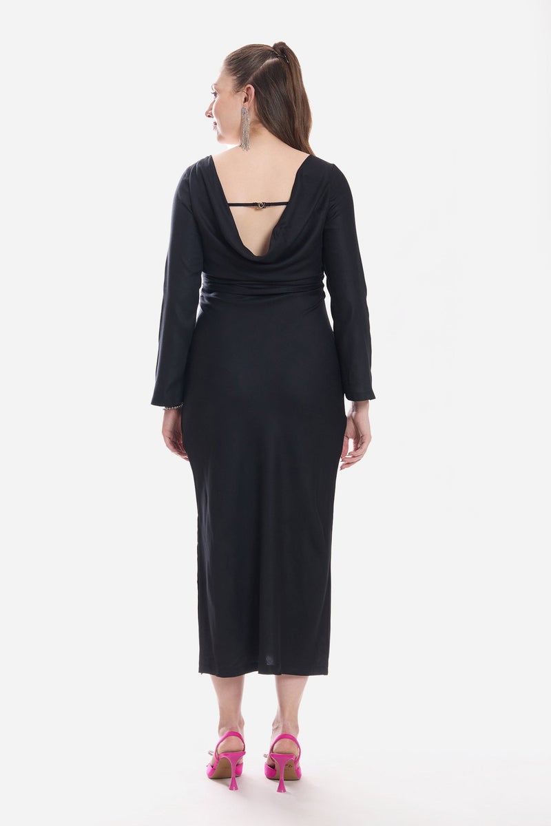 Virgio Solid Viscose A-Line Mixi Dress for Women - Image 5