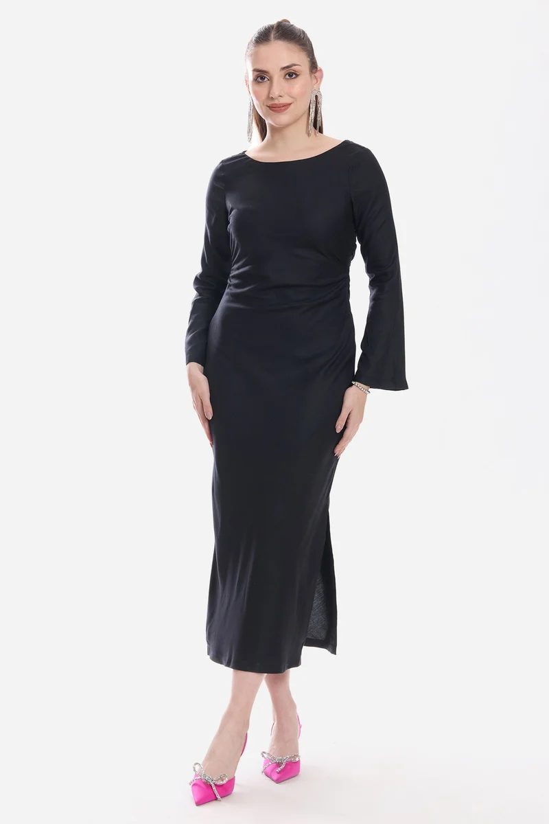 فيرجيو Solid Viscose A-Line Mixi Dress for Women