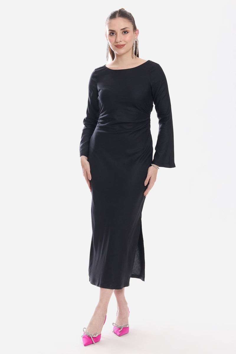 Virgio Solid Viscose A-Line Mixi Dress for Women - Image 2