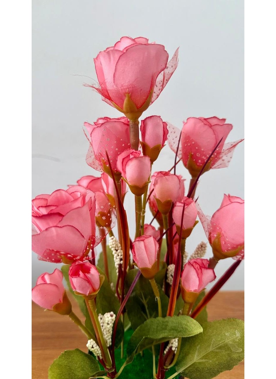 Generic Premium Artificial Flowers with Pot by Pines and Cones Elegant Decoration Perfect for Gifting Pink  - Image 2