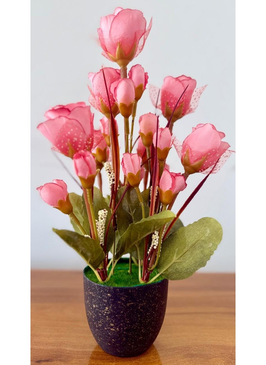 Generic Premium Artificial Flowers with Pot by Pines and Cones Elegant Decoration Perfect for Gifting Pink  - Image 1