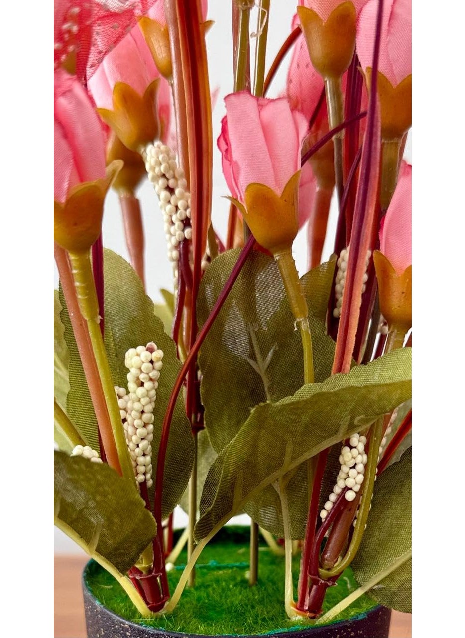 Generic Premium Artificial Flowers with Pot by Pines and Cones Elegant Decoration Perfect for Gifting Pink  - Image 4