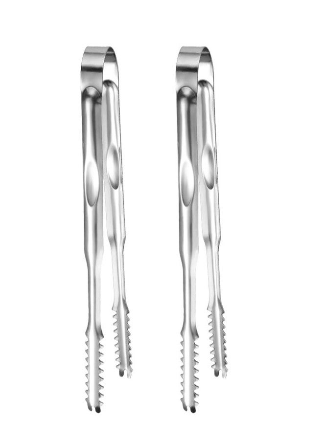 EYAKEG 2 Pcs Ice Tongs for Ice Bucket 6.7 Inch - Premium Stainless Steel Ice Tongs with Teeth for Ice Sugar Cubes Tea Party Coffee Bar Food Serving - Image 1