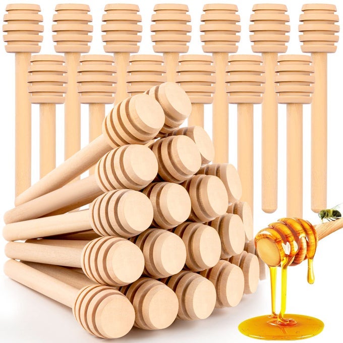 25PCS HONEY DIPPER STICKS WOODEN HONEY DIPPER 3 INCH MINI HONEYCOMB STICK HONEY STIRRER STICK FOR HONEY JAR DISPENSE DRIZZLE HONEY AND WEDDING PARTY PRESENT