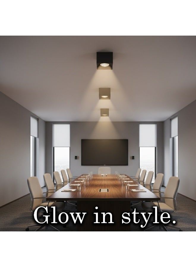 alfriday Surface Mounted Square Cylinder LED Downlight — 4000K, 12W, Matte Black - Image 4