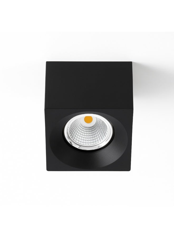 alfriday Surface Mounted Square Cylinder LED Downlight — 4000K, 12W, Matte Black - Image 1
