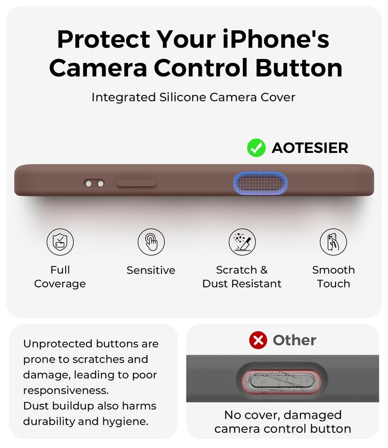 AOTESIER Compatible with iPhone 17 Pro Max Case, Silicone Upgrade [Full Camera Protection][Integrated Camera Control Button] Shockproof Protective Phone Case with Anti-Scratch Lining, Chocolate - Image 4