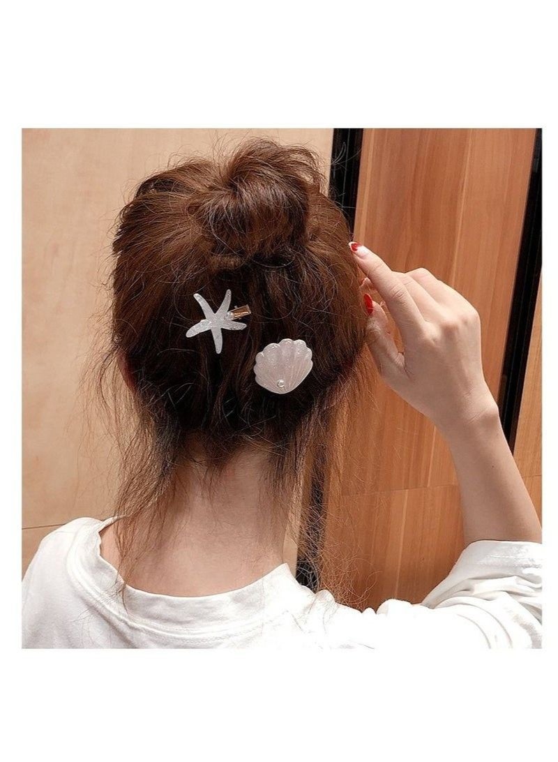 8 Pack Seashell Starfish Duckbill Bang Hair Clips for Girls, Seaside Summer Vacation Aesthetic - Image 2