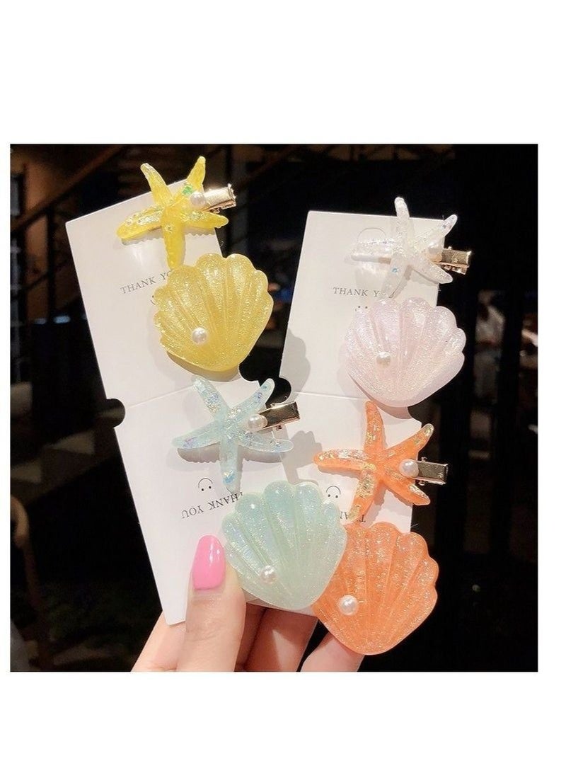 8 Pack Seashell Starfish Duckbill Bang Hair Clips for Girls, Seaside Summer Vacation Aesthetic - Image 4
