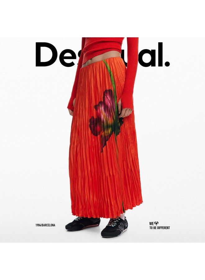 DESIGUAL ss25 New Floral Print A-line Long Umbrella Skirt - Image 3