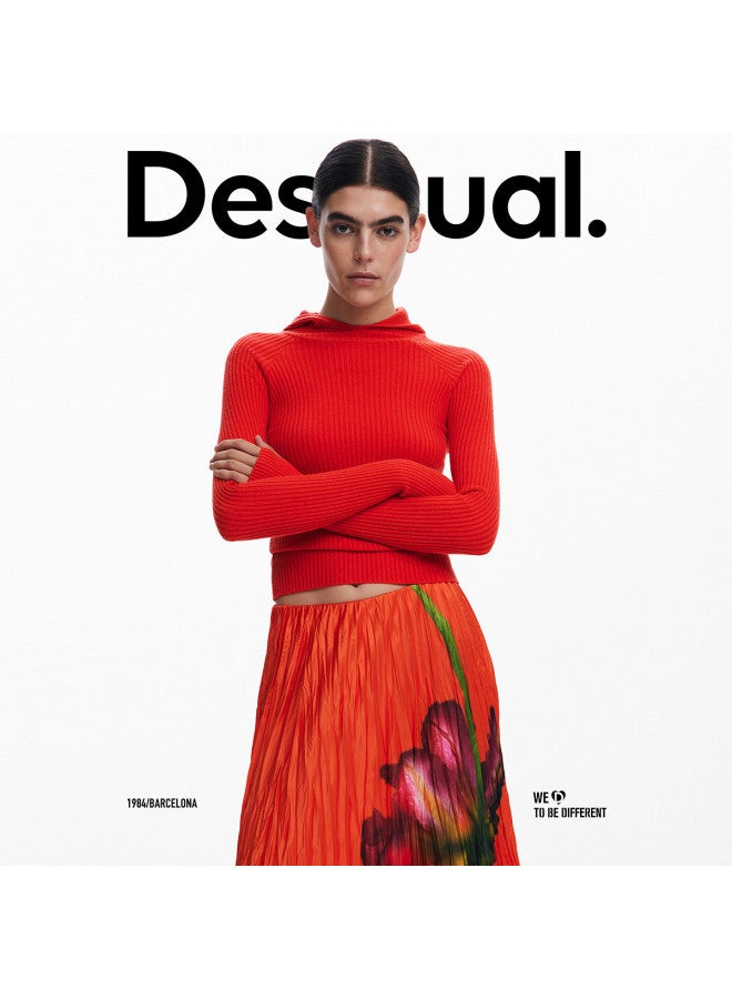 DESIGUAL ss25 New Floral Print A-line Long Umbrella Skirt - Image 4