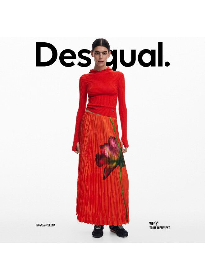 DESIGUAL ss25 New Floral Print A-line Long Umbrella Skirt - Image 2