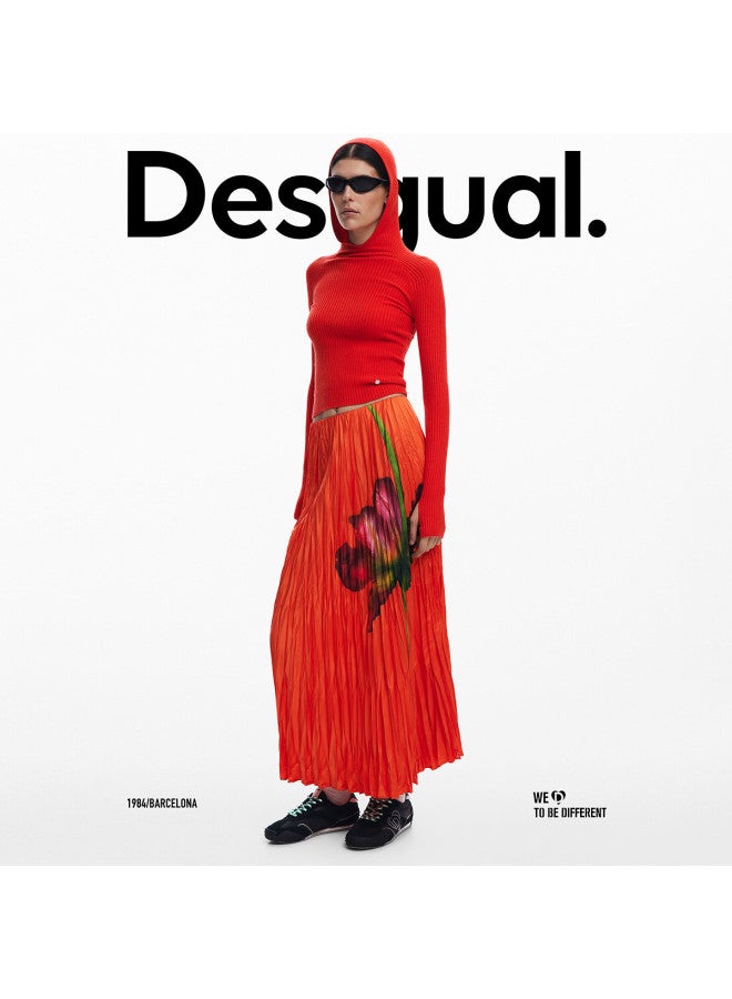 DESIGUAL ss25 New Floral Print A-line Long Umbrella Skirt - Image 5