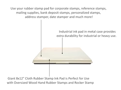 Uimprint Extra Large 8'' x 12'' Industrial Rubber Stamp Ink Pad in Metal Case, Black Stamp Pad - Image 3