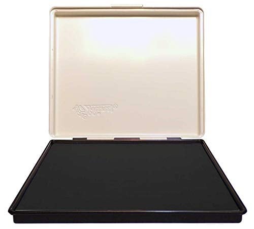 Uimprint Extra Large 8'' x 12'' Industrial Rubber Stamp Ink Pad in Metal Case, Black Stamp Pad - Image 1