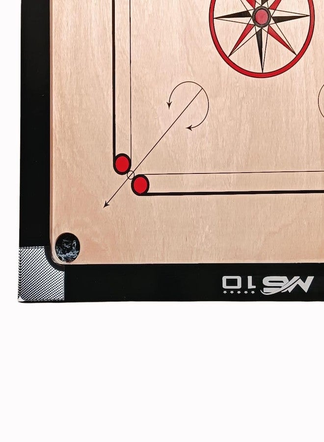 MS 10 Board for Adults, Full Size, Smooth Surface, Gloss Finish Board, 2 inch Border with Wooden Coins,Striker and Magic boric Powder, Professional Carrom Board (33nich Round Pocket) - Image 2