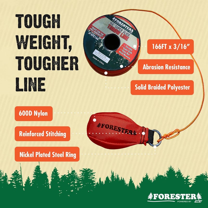 FORESTER Arborist Throw Line Kit | Throw Weight & 166ft Rope | Ultra Slick 100% Polyester Rope | Arborist Equipment for Tree Climbing - Image 2