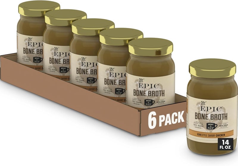 Epic Homestyle Savory Chicken Bone Broth - 6 Pack - Image 1