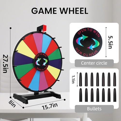 Hooomyai 24 Inch 14 Slots Tabletop Spinning Prize Wheel with Stable Base Stand Dry Erase Spin Wheel Spinner for Prizes with Dry Markers and Eraser for Game Carnival Trade Show - Image 5