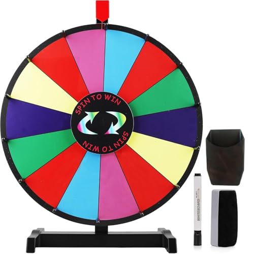 Hooomyai 24 Inch 14 Slots Tabletop Spinning Prize Wheel with Stable Base Stand Dry Erase Spin Wheel Spinner for Prizes with Dry Markers and Eraser for Game Carnival Trade Show - Image 1