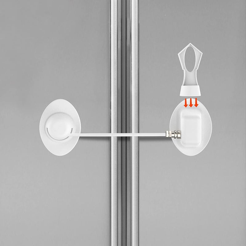 Refrigerator Lock Childproof Fridge Lock with Magnetic Strong 3M Adhesives and Cable Super Convenience White 2PCS