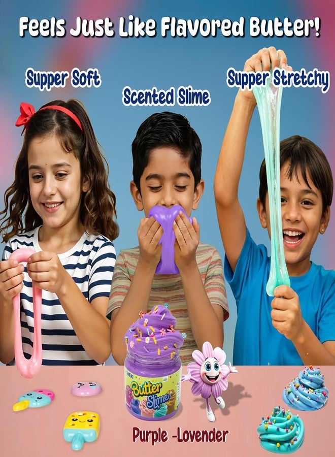 SNEKI Purple Lavender Scented Butter Slime for Kids 3-10 Years | Soft & Stretchy Engaging Play Kit with Sprinkles & Candy Charms - DIY Slime, Stress-Relief Toy, Birthday Return Gift for Boys & Girls - Image 2