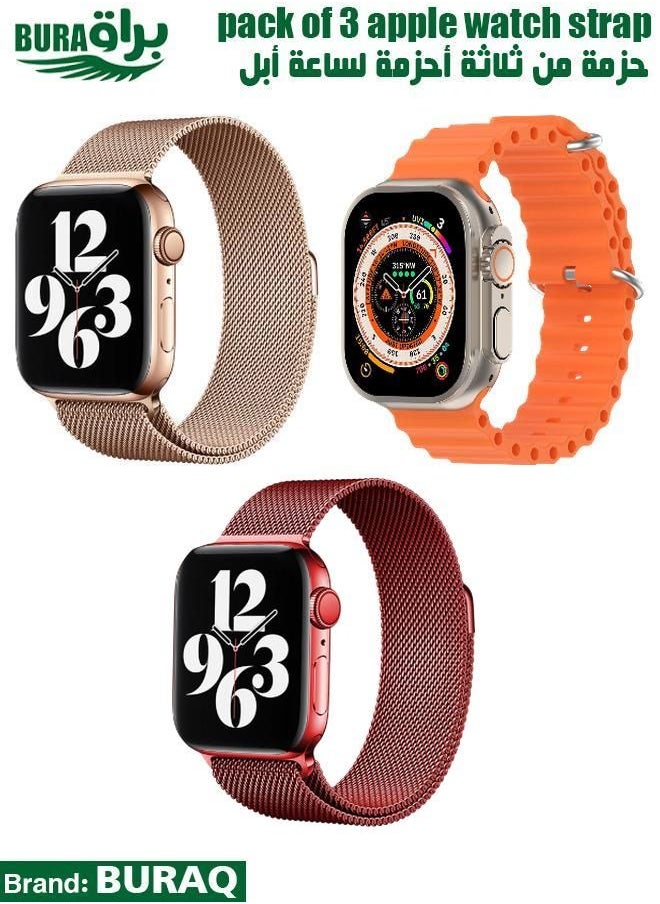 BURAQ - Apple Watch Band Strap For Apple Watch Ultra 2/Ultra 49mm, Series 10 46mm, 9/8/7 45mm, SE2/SE/6/5/4 44mm, 3/2/1 42mm - Image 1