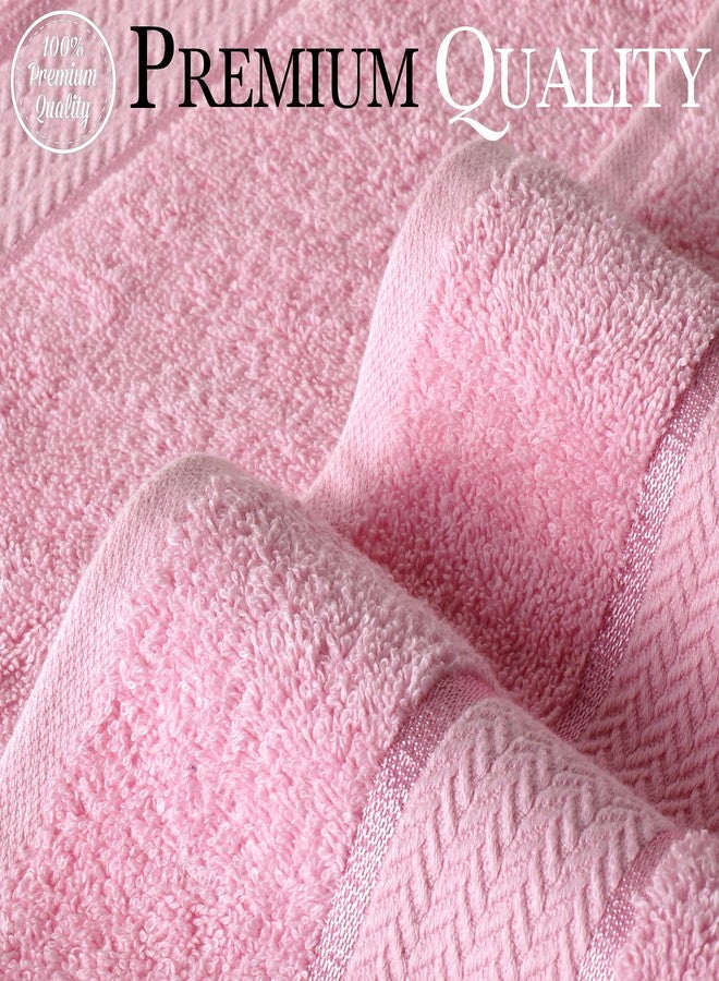 CRAFTBERRY Bath Towels Set-100% Cotton-2 Bath Towels, 2 Hand Towels & 2 Washcloths-Large, Quick Dry, Absorbent, Plush, Soft-Home, Hotel, Pool, Shower Towels -6 Piece Luxury Bathroom Towels - Pink / Light Pink - Image 2
